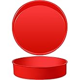 Teenyyou 2 Pcs Silicone Cake Pan Round Baking Cake Molds Non-stick Quick Release Suitable for Cheesecake Puddings Party Favors(Red,8 Inches)