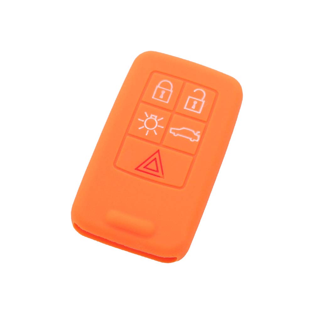 BROVACS Silicone Cover Protector Case Holder Skin Jacket Compatible with VOLVO 5 Button Smart Remote Key Fob CV9780 Orange — image 1
