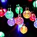 [21ft 30 Led] Solar String Lighting\ Fairy Crystal Ball Outdoor Yard Lights String for Patio Decoration Halloween, Waterproof, Garden, Fence, Christmas Party/ 8 Mode (Steady, Flash) (Multi Color)