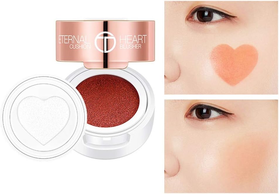 ErYao Air Cushion Blusher, Heart Shape Shimmer Stamp Blush Rouge Face Contour Blush Palette (C)