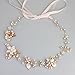 Oriamour Bridal Crystal Headband with Freshwater Pearls Flower Design Wedding Hair Accessories (Gold)