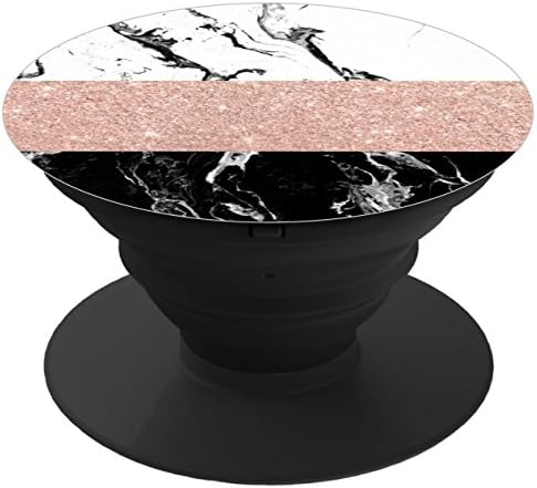 Cell Phone Holder.Expanding Stand and Grip Mount Holder Minimal black white marble rose gold