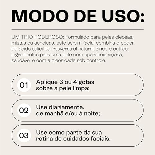 Serum Antiacne Ácido Salicílico 2% - Reduz a Oleosidade da Pele, Antiacne e Poros Dilatados - Com Resveratrol e Zinco PCA - Textura Aqua Gel - Vegano, 30g, Beauts