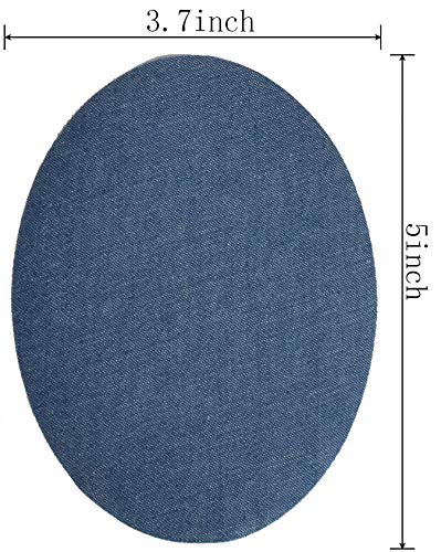 Harsgs 12 Pieces Iron On Denim Patches Sewing Repair Patches Oval Iron on Inside & Outside for Clothing and DIY Repair 5”× 3.7”, 4 Colors