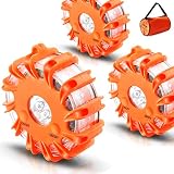 SlimK 3 Pack LED Road Flares Emergency Disc Roadside Safety Flashing Beacon Highway Warning Light, Car Safety Flares Kit Vehicles Boat Jeeps Bike Truck SUVs