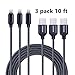 Lightning Cable, Topioneer 3Pack 10ft/3m Extra Long Nylon Braided iPhone Charger and Data Sync Charging Cable for iPhone 8/ 7/7 Plus/6S/6S Plus/SE/5S/5,iPad,iPod
