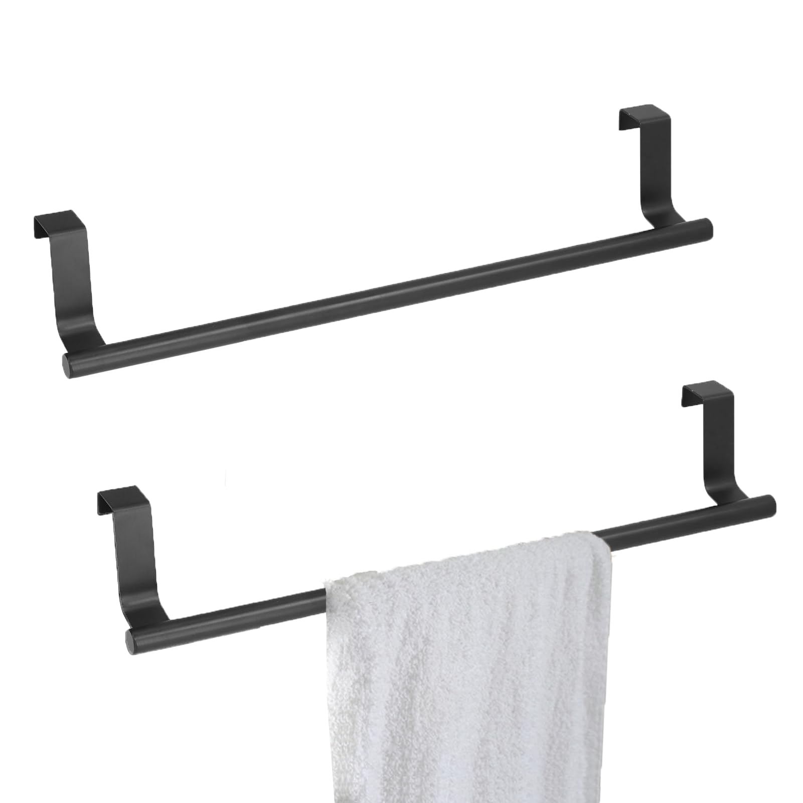 Natudeco 2Pcs Towel Rack Metal Towel Bar Kitchen Cabinet Door Hangable Punch Free Nail Free Towel Bar for Home Kitchen Bathroom Hand Towels Dish Towels Tea Towels(36cm)