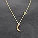 JIEPING Simple Metal Moon Star Choker Necklace Women's Gold Silver Plated Chain