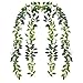 Sunm Boutique Artificial Flowers Wisteria Garland Vine Rattan Hanging for Home Garden Ceremony Wedding Arch Floral Decor, 6.6 Feet, 4pcs, White