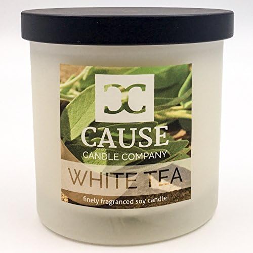Cause Candle Co 100% Soy Wax White Tea Scented Candles. Best for Natural Aromatherapy, Stress Relief, Relaxation, Gift, or Home Fragrance. Clean Burn Glass Jar as Home Decor to Relax De-Stress