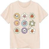 Halloween T-Shirt for Girls Retro Spooky Cotton Short Sleeve Tee for Ages 1-10