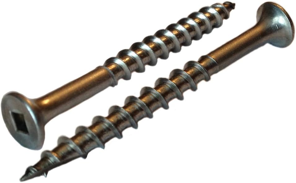 10 Stainless Steel Square Drive Bugle Deck Screws, 17 Wood