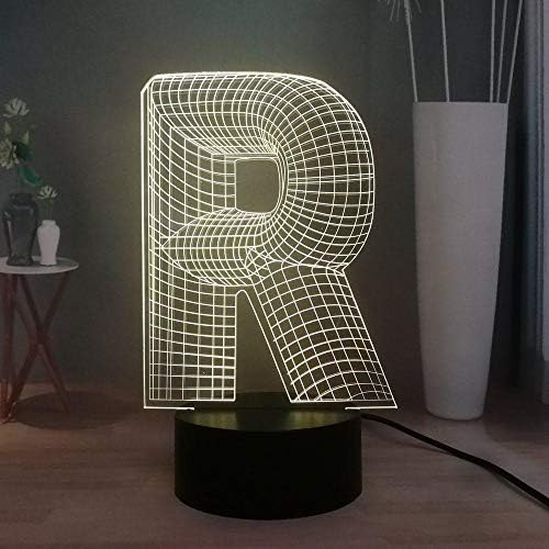 3D Illusion Letter R Night Light Cartoon Led Lights Decoration Table Light Book Lamp Birthday Party Atmosphere Light Kids Gift