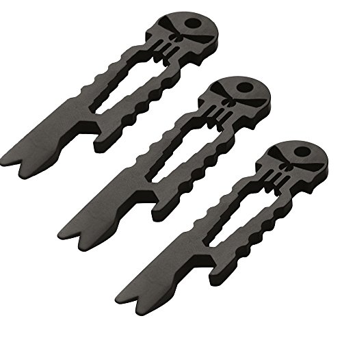 SUPOW Hand Tool, Creative Skeleton Stainless Steel Titanium Key Stick Pocket Survival Screwdriver Crowbar Wrench Opener Crowbar Protable Skull Keychain (3 pcs, Black) - Thumbnail 5