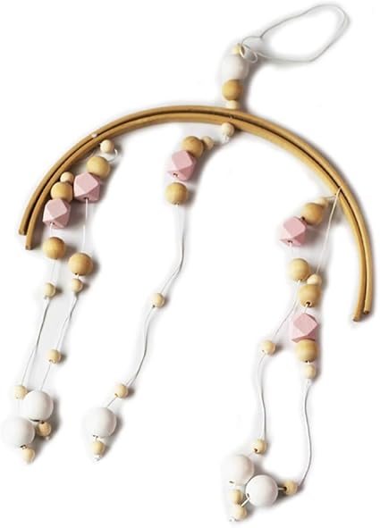 Manyo Mobile Suspendu Bebe Mobile De Lit Bebe Perles En Bois Naturel Nordique Carillons Eoliens Suspendus Accessoire Deco Chambre Bebe Portique D Eveil Rose Amazon Fr Bebes Puericulture