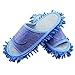 Moolecole Microfiber House Floor Cleaning Mop Slippers Detachable Mopping Shoes Cleaning Tool Fits Mens Size 7-8.5 Blue