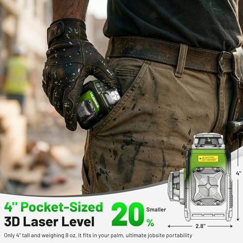Niveau Laser 360 Autonivelant avec Trépied 152cm, Huepar 3x360 Croisé Laser Vert avec Mode Impulsion, 40m Compacte 3D Laser Niveau Rechargeable, Base Magnétique – Précision Pro pour Chantier&Bricolage