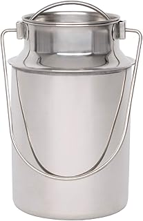 Beeketal 'BMK-4' Edelstahl Milchkanne Transportkanne mit 2,3 Liter Volumen, Milchkanister mit Deckel, Drahtbügel Transportgriff und Schütthilfe Rand, Abmessung (Ø/H): ca. 125 x 230 mm