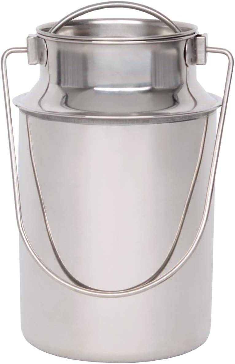 Beeketal 'BMK-4' Edelstahl Milchkanne Transportkanne mit 2,3 Liter Volumen, Milchkanister mit Deckel, Drahtbügel Transportgriff und Schütthilfe Rand, Abmessung (Ø/H): ca. 125 x 230 mm