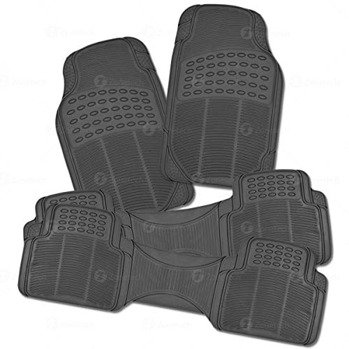 Zone Tech All Weather Rubber Semi Pattern Car Interior Floor Mats – 4-Piece Set Gray Heavy Duty Car Interior Floor Mats - Thumbnail 6