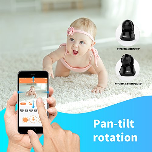 FREDI WiFi Wireless Camera with Remote Viewing Indoor Pan/Tilt Security IP Camera Baby Monitor Plug & Play, 2-Way Talking (Black)