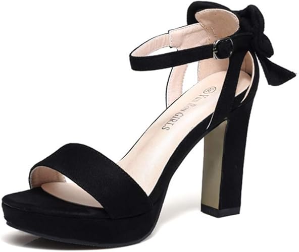 Amazon Ijge サンダル レディース ヒール10cm 厚底パンプス ストラップサンダル 歩きやすい チャンキーヒール キャバサンダル プラットフォーム 疲れない ハイヒール オープントゥ 女性 大人 痛くない 小さいサイズ スエード リボン 美脚 Ijge ファッションサンダル