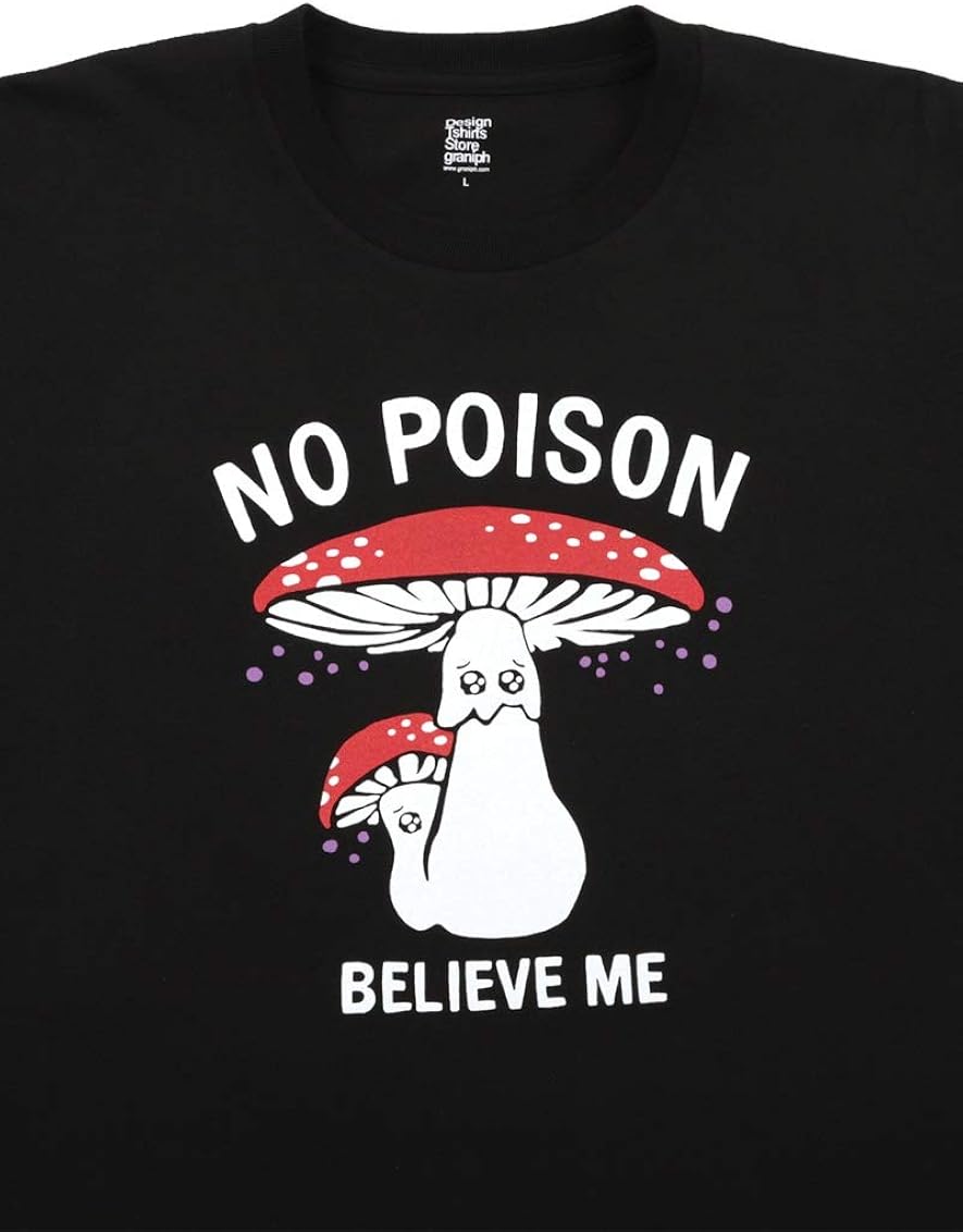 Amazon グラニフ Graniph Tシャツ シェイディ マッシュルームス ブラック メンズ レディース G100 G107 Tシャツ カットソー 通販