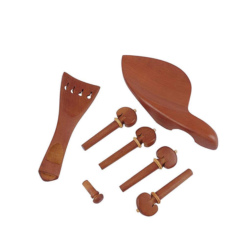 Alnicov Set of 7 Violin ChinRest Drawplates Knob Violino Tailpiece and Pegs 4/4 Size Jujube Wood Accessories