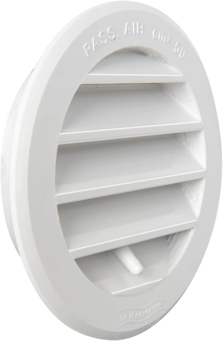 La Ventilazione T8DRB Plastic Round Recessed Grill, White, 96 mm, per fori ø 80 mm