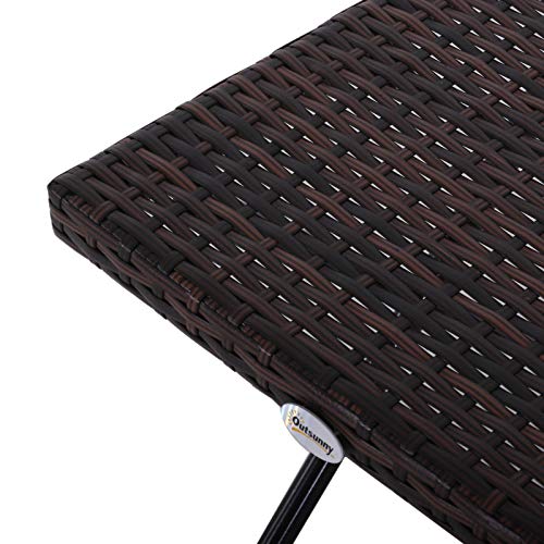 Outsunny Polyrattan Beistelltisch Gartentisch klappbar Couchtisch Gartenmöbel Falttisch Metall Braun 40 x 40 x 40 cm – Bild 6