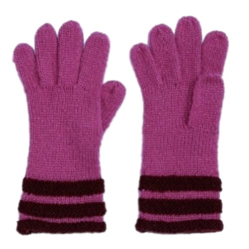 Fownes Womens Soft Purple Striped Knit Gloves Fuchsia Berry