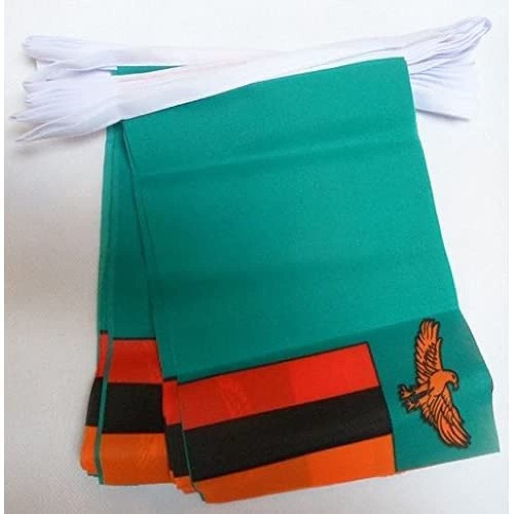 AZ FLAG - Zambia Bunting Flag - 40 Ft Garland with 20 Zambian Flags 18'' x 12'' - 100% Polyester String Pennant - 12 meters