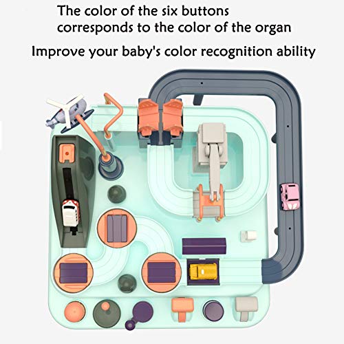 GEDIAO Car Toys Track Racer Race Cars Fun Toy Playset for Kids, Manual Operation Vehicles and Helicopter Track Through Level Game Set