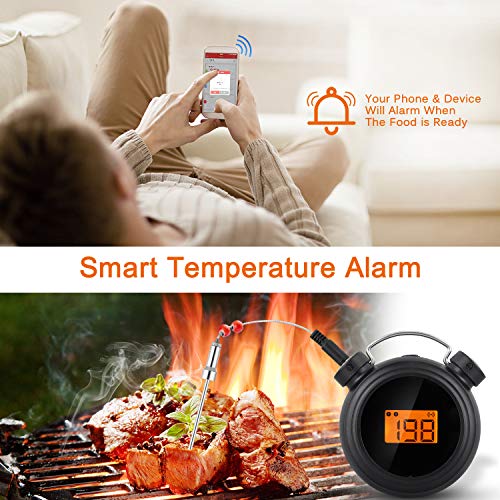 Bluetooth BBQ Meat Thermometer, Wireless Grilling Cooking Food Thermometer with APP for Smoker Kitchen Oven, 2 Stainless Steel Probes, Support iOS & Android - Thumbnail 3