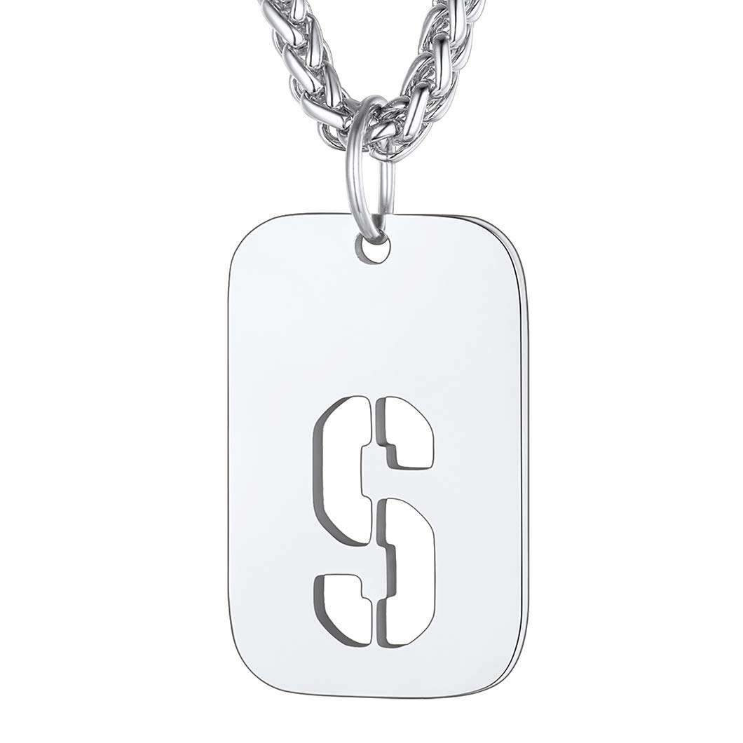 Richsteel S Letter Necklace Mens Pendant Dog Tags Initial Jewellery For Women