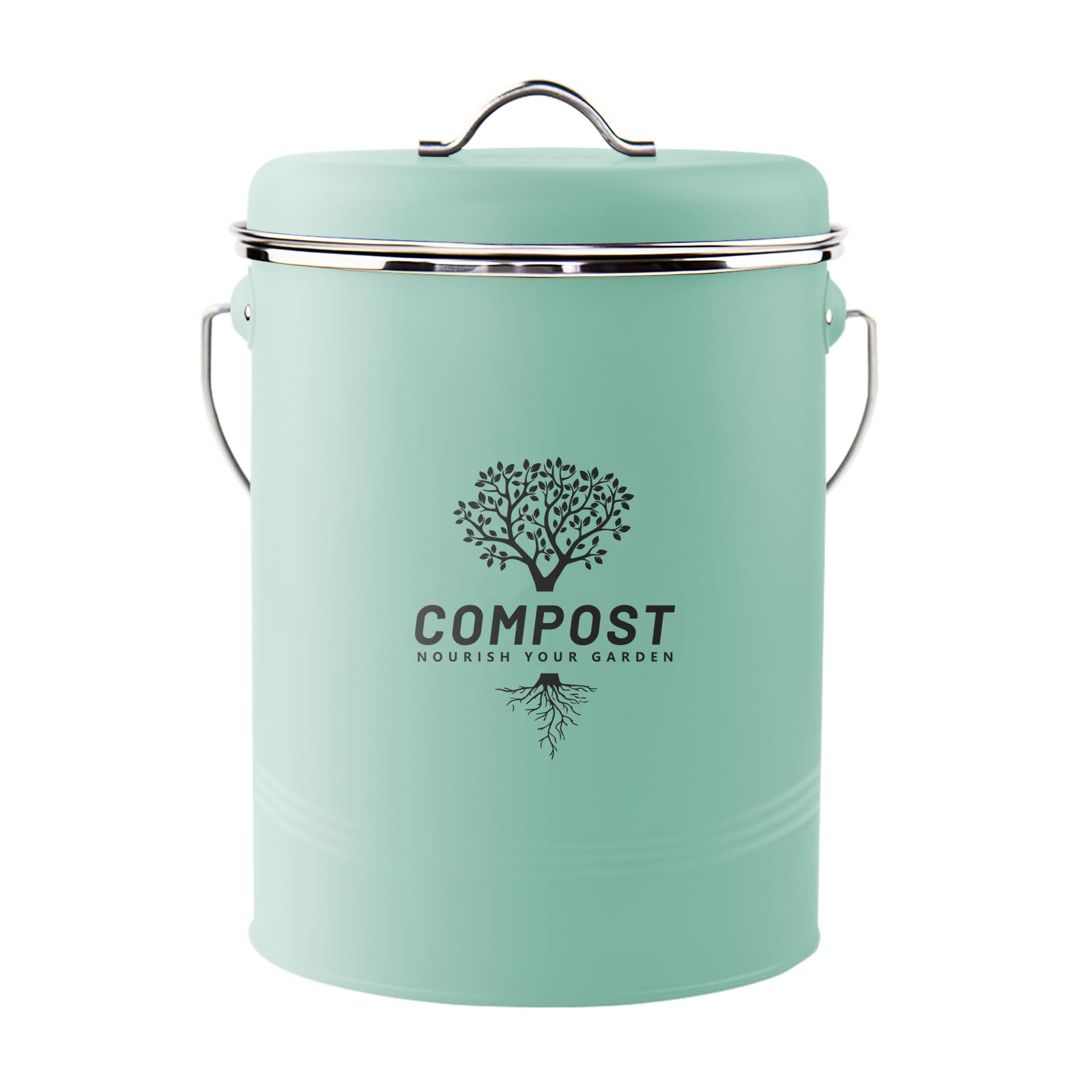 Photo 1 of Kitchen Countertop Compost Bin, Odor Resistant Indoor Compost Bin with Lid and Charcoal Filter, Rust Resistant Coated Compost Bucket, Compost Container, Mint