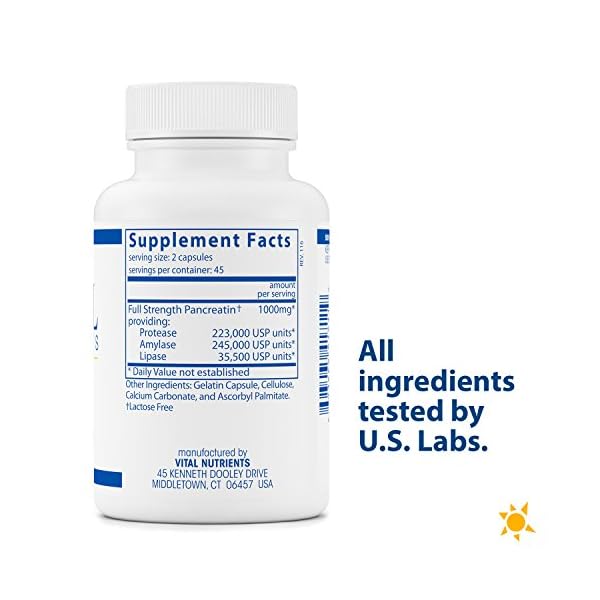 Vital nutrients pancreatic enzymes 1000mg full strength digestion