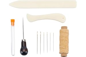 CALFOVERA 11Pcs Book Binding Kits Waxed Cotton Thread Plastic Bone Folder Paper Creaser Sewing Needles Sewing Needle Storage 