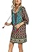 Women Bohemian Neck Tie Vintage Printed Ethnic Style Summer Shift Dress (Large, Pattern 8)