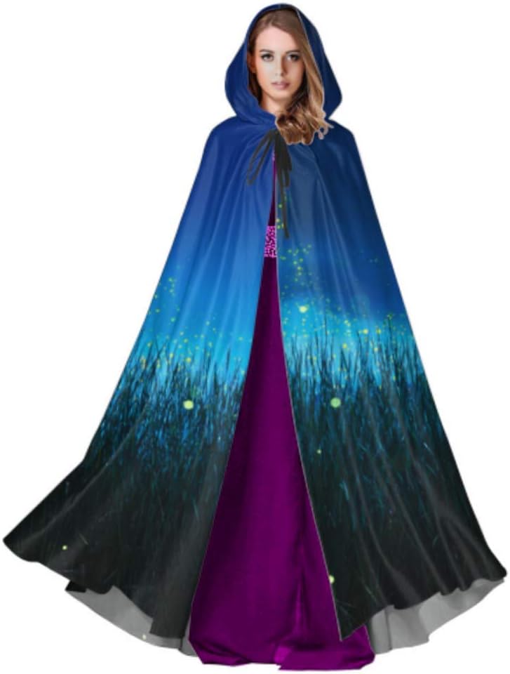 Yushg Many Fireflies Flying In The Fores Adult Hooded Cloak Cloak With Hood 59inch For Christmas Halloween Cosplay Costumes