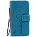 Harryshell Moto G4 Play Case, Caving Tree Kickstand Flip PU Wallet Leather Protective Case Cover with Card Slot & Wrist Strap for Motorola Moto G Play Version (2016) / G4 Play (Blue)