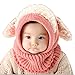 Crazy Genie Unisex-Baby Toddler Winter Beanie Warm Hat Hooded Scarf Earflap Knitted Cap Girls Boys (Pink)