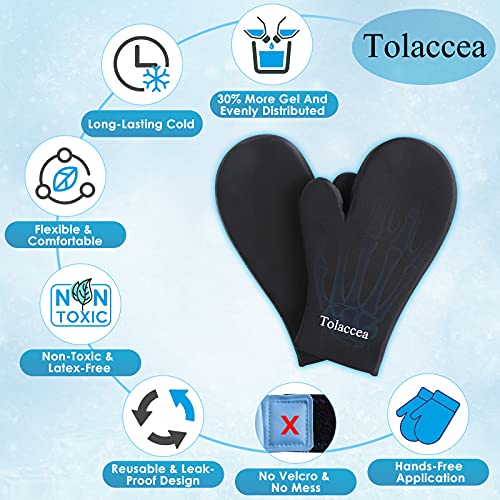 Tolaccea Hand Ice Pack Gloves for Hand Injuries & Arthritis, 2 Pack