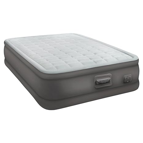 Intex Premaire Luftbett mit Fiber Tech Technologie Neue integrierte elektrische Pumpe mit Daten und USB, PVC, grau, 152 x 203