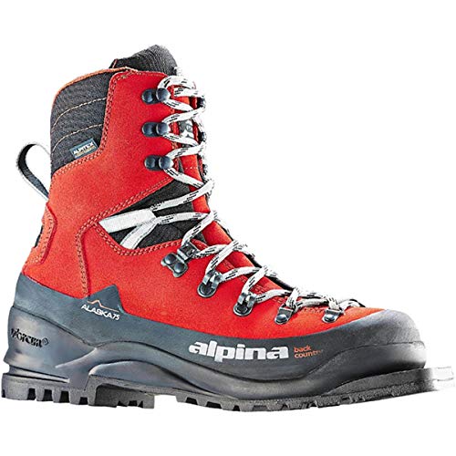 Alpina Sports Alaska 75 Leather 3 Pin 75 mm Backcountry Cross Country Nordic Ski Boots, Euro 43, Red/Black