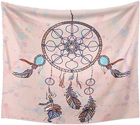 GZGZADMC Wall Art Hanging Tapestry Dorm Decor, Natural Fresh Printed Wall Art Hanging, Bedroom Living Room Sofa Background Decoration, Wall Hanging Bedspread Tapestry, Size:57"H X 57"W (Pink Dream Catcher)