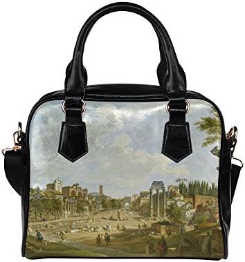 meincare Women's View of the Colosseum PU leather Aslant Shoulder Tote Handbags
