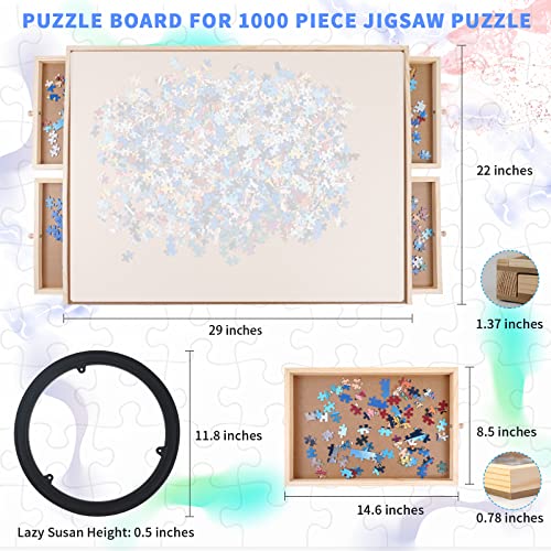 WOOD CITY Puzzle Board, 1000 Piece Wooden Jigsaw Puzzle Board with