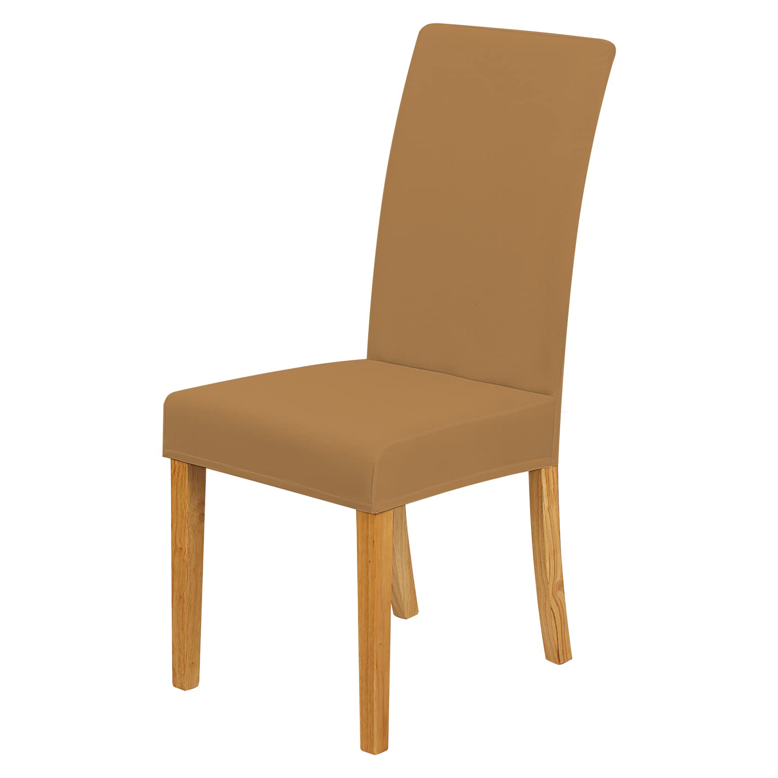 CMAKER Chair Covers Stretch Spandex Fabric Chair Slipcover Seat Cover for Home Washable Removable Parsons Chair Protector Dining Room Kitchen Hotel,Set of 6,Camel