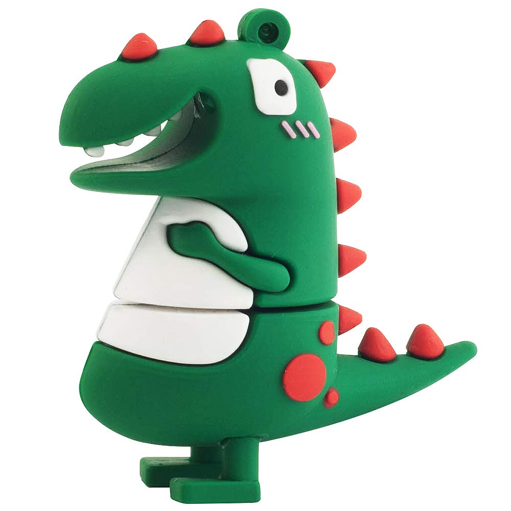 leizhan 32GB USB Flash Drive Cute Green Dinosaur Silicone Waterproof, Durable External Memory for Gifts